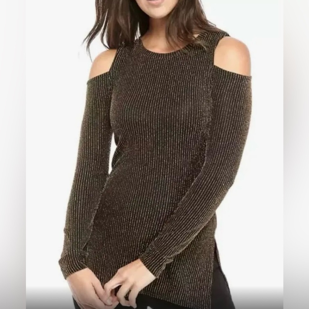 NWT Michael Kors Black and Gold Long Sleeve Top